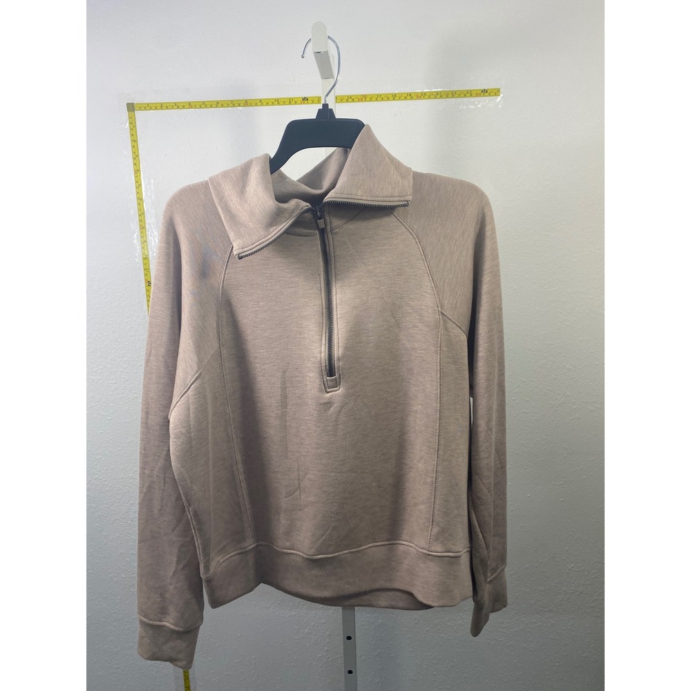 Danskin Womens Tan Quarter Zip Pullover Sweatshirt Athletic Funnel Neck M NWT